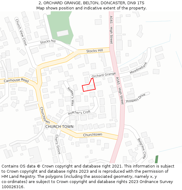 2, ORCHARD GRANGE, BELTON, DONCASTER, DN9 1TS: Location map and indicative extent of plot