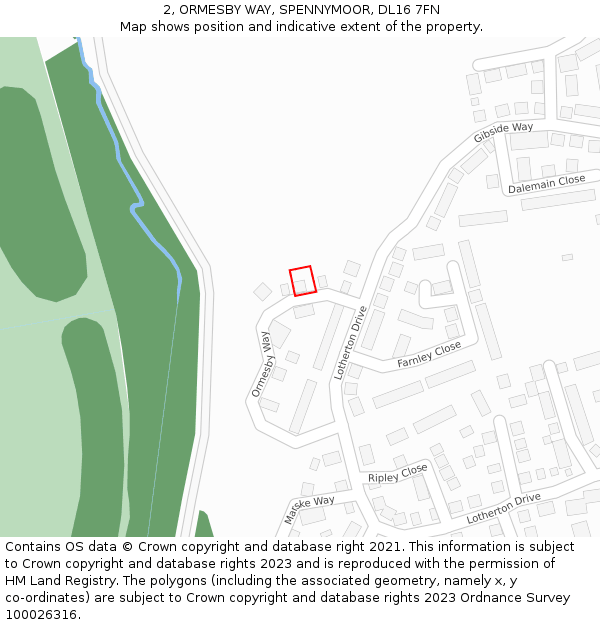 2, ORMESBY WAY, SPENNYMOOR, DL16 7FN: Location map and indicative extent of plot