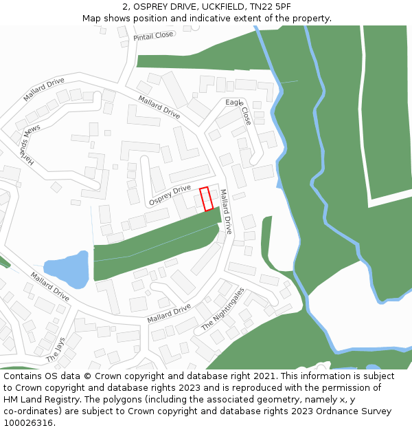 2, OSPREY DRIVE, UCKFIELD, TN22 5PF: Location map and indicative extent of plot