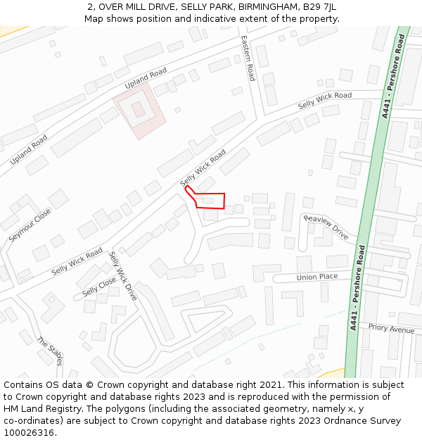 2, OVER MILL DRIVE, SELLY PARK, BIRMINGHAM, B29 7JL: Location map and indicative extent of plot