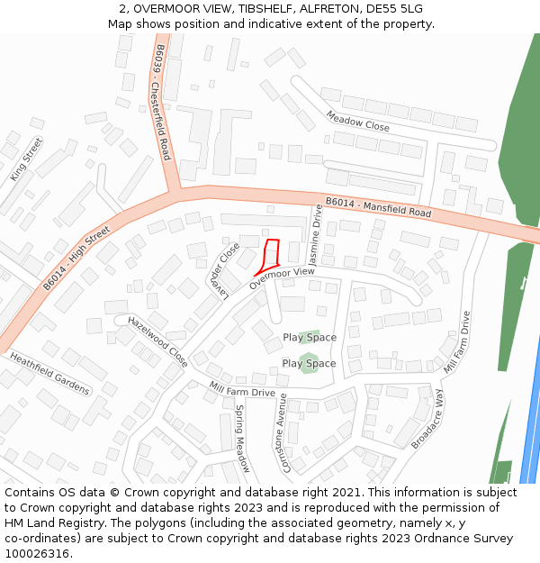 2, OVERMOOR VIEW, TIBSHELF, ALFRETON, DE55 5LG: Location map and indicative extent of plot