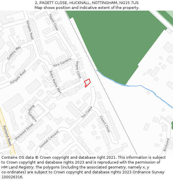2, PAGETT CLOSE, HUCKNALL, NOTTINGHAM, NG15 7US: Location map and indicative extent of plot