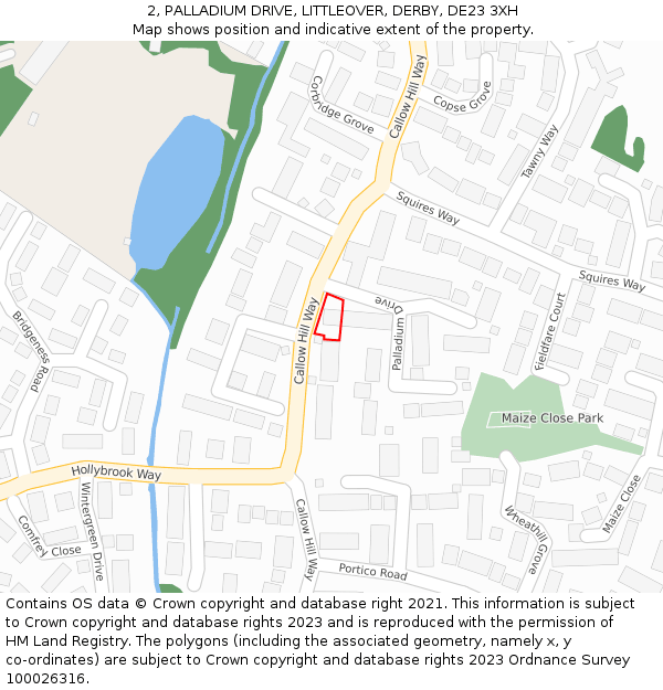 2, PALLADIUM DRIVE, LITTLEOVER, DERBY, DE23 3XH: Location map and indicative extent of plot