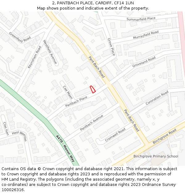2, PANTBACH PLACE, CARDIFF, CF14 1UN: Location map and indicative extent of plot