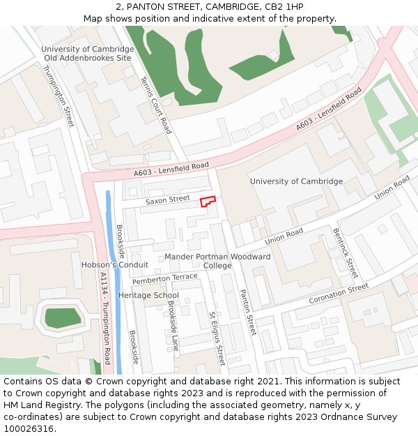 2, PANTON STREET, CAMBRIDGE, CB2 1HP: Location map and indicative extent of plot