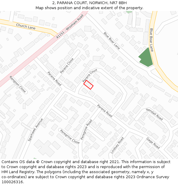 2, PARANA COURT, NORWICH, NR7 8BH: Location map and indicative extent of plot