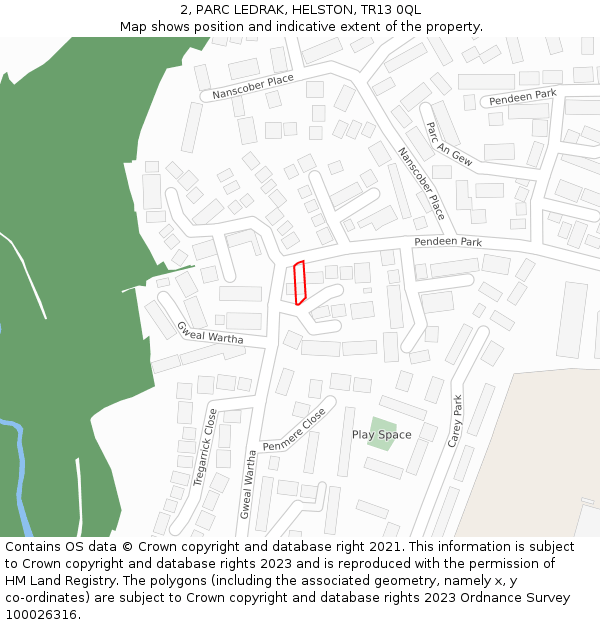 2, PARC LEDRAK, HELSTON, TR13 0QL: Location map and indicative extent of plot