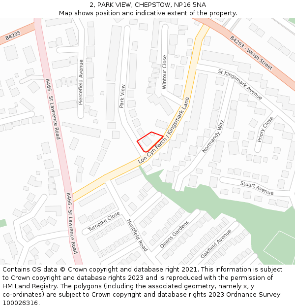 2, PARK VIEW, CHEPSTOW, NP16 5NA: Location map and indicative extent of plot