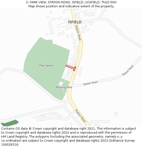 2, PARK VIEW, STATION ROAD, ISFIELD, UCKFIELD, TN22 5XH: Location map and indicative extent of plot