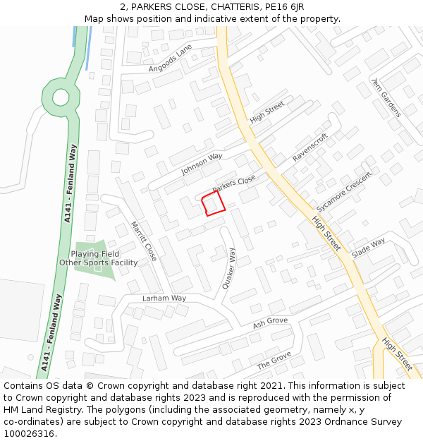 2, PARKERS CLOSE, CHATTERIS, PE16 6JR: Location map and indicative extent of plot