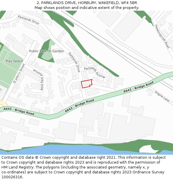 2, PARKLANDS DRIVE, HORBURY, WAKEFIELD, WF4 5BR: Location map and indicative extent of plot