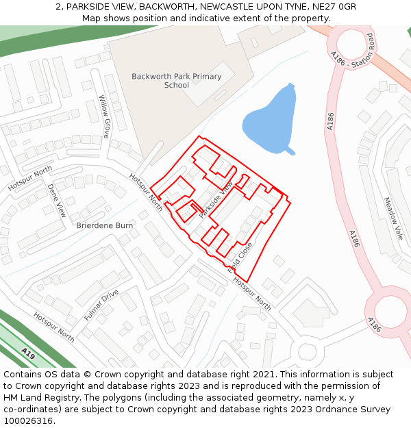 2, PARKSIDE VIEW, BACKWORTH, NEWCASTLE UPON TYNE, NE27 0GR: Location map and indicative extent of plot