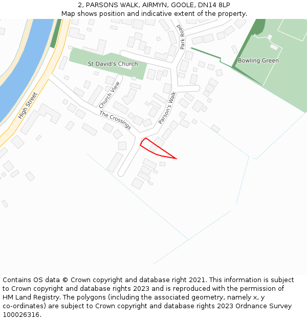 2, PARSONS WALK, AIRMYN, GOOLE, DN14 8LP: Location map and indicative extent of plot