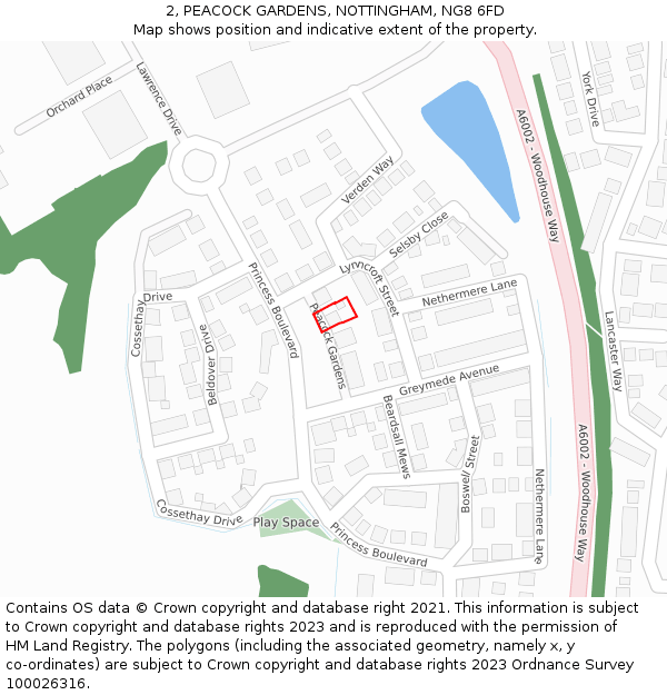 2, PEACOCK GARDENS, NOTTINGHAM, NG8 6FD: Location map and indicative extent of plot