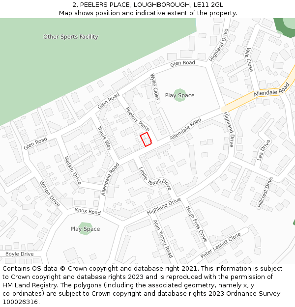 2, PEELERS PLACE, LOUGHBOROUGH, LE11 2GL: Location map and indicative extent of plot