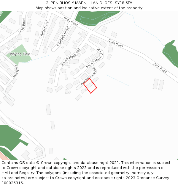2, PEN RHOS Y MAEN, LLANIDLOES, SY18 6FA: Location map and indicative extent of plot