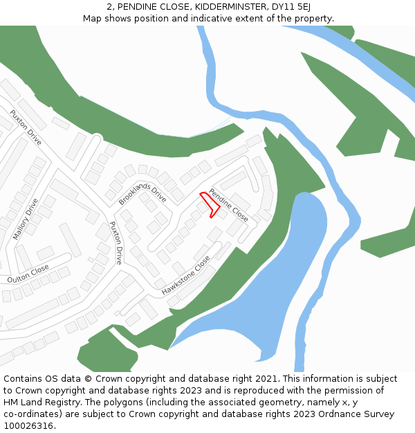 2, PENDINE CLOSE, KIDDERMINSTER, DY11 5EJ: Location map and indicative extent of plot