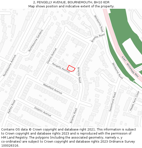 2, PENGELLY AVENUE, BOURNEMOUTH, BH10 6DR: Location map and indicative extent of plot