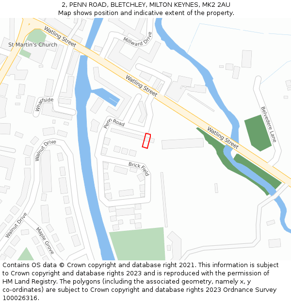 2, PENN ROAD, BLETCHLEY, MILTON KEYNES, MK2 2AU: Location map and indicative extent of plot