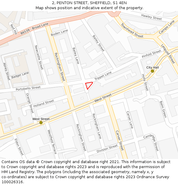 2, PENTON STREET, SHEFFIELD, S1 4EN: Location map and indicative extent of plot
