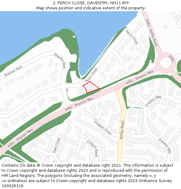 2, PERCH CLOSE, DAVENTRY, NN11 8YY: Location map and indicative extent of plot