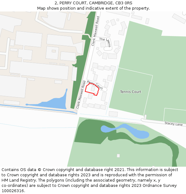 2, PERRY COURT, CAMBRIDGE, CB3 0RS: Location map and indicative extent of plot