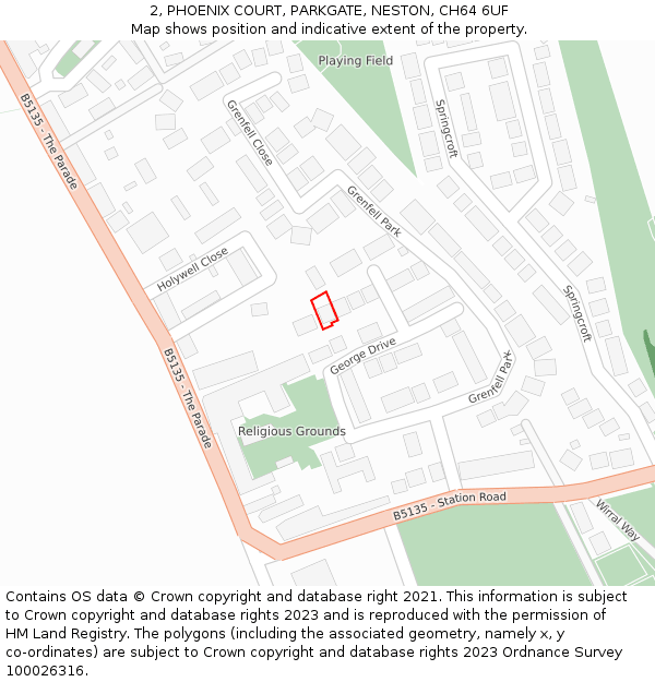 2, PHOENIX COURT, PARKGATE, NESTON, CH64 6UF: Location map and indicative extent of plot