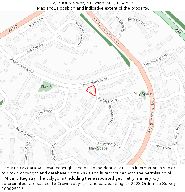 2, PHOENIX WAY, STOWMARKET, IP14 5FB: Location map and indicative extent of plot
