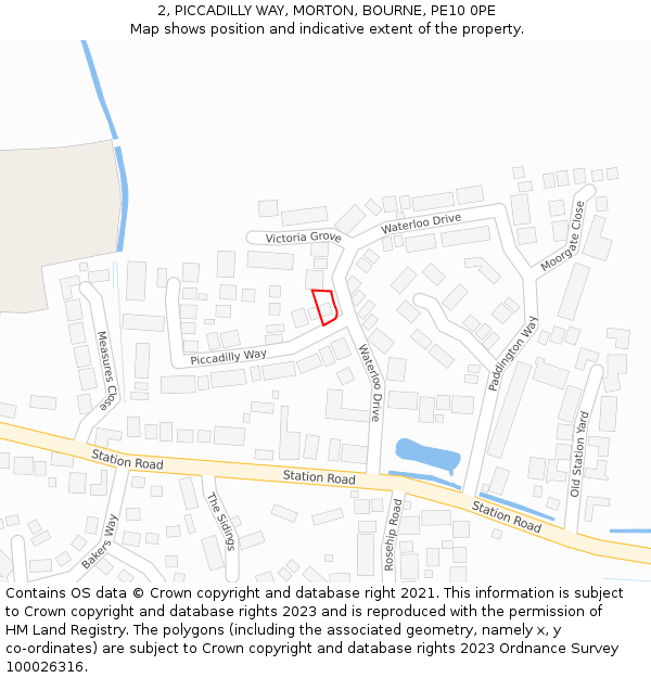 2, PICCADILLY WAY, MORTON, BOURNE, PE10 0PE: Location map and indicative extent of plot