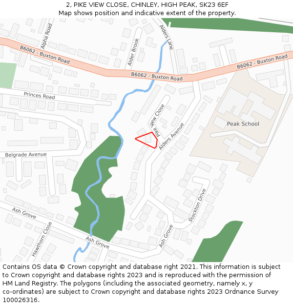 2, PIKE VIEW CLOSE, CHINLEY, HIGH PEAK, SK23 6EF: Location map and indicative extent of plot