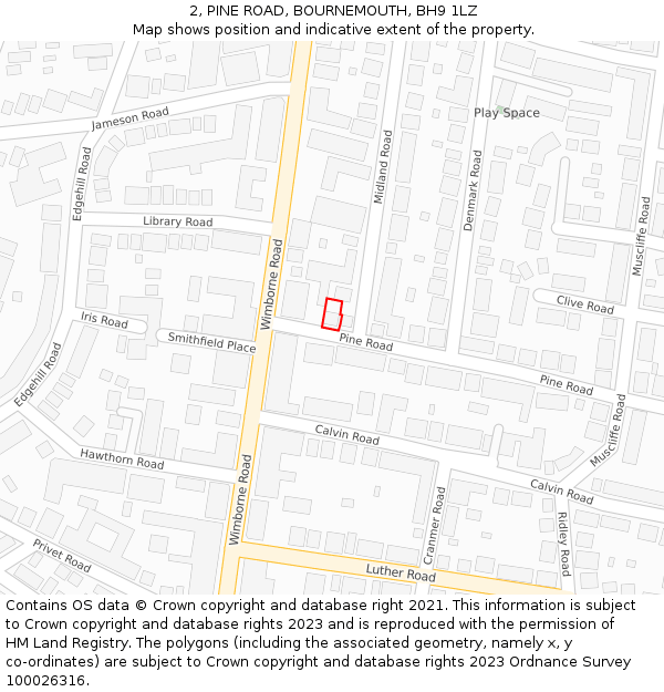 2, PINE ROAD, BOURNEMOUTH, BH9 1LZ: Location map and indicative extent of plot