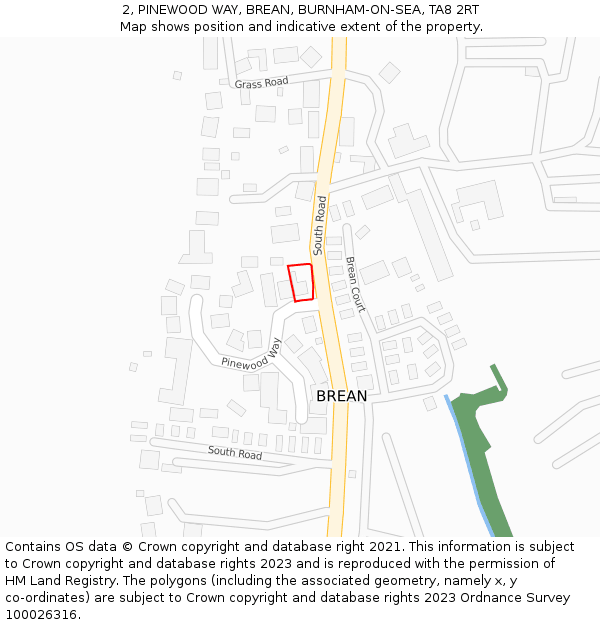 2, PINEWOOD WAY, BREAN, BURNHAM-ON-SEA, TA8 2RT: Location map and indicative extent of plot