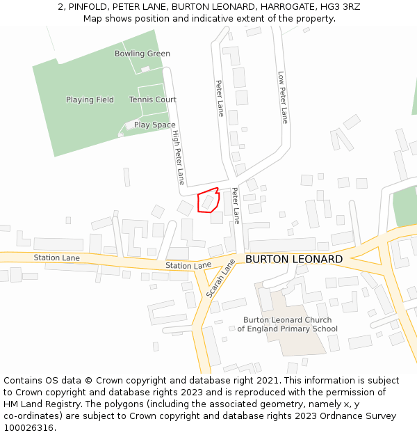 2, PINFOLD, PETER LANE, BURTON LEONARD, HARROGATE, HG3 3RZ: Location map and indicative extent of plot