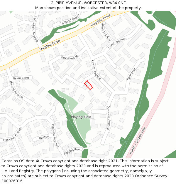 2, PIRIE AVENUE, WORCESTER, WR4 0NE: Location map and indicative extent of plot
