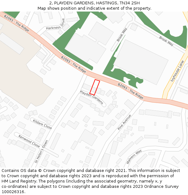 2, PLAYDEN GARDENS, HASTINGS, TN34 2SH: Location map and indicative extent of plot