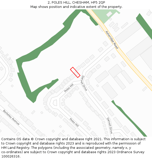 2, POLES HILL, CHESHAM, HP5 2QP: Location map and indicative extent of plot