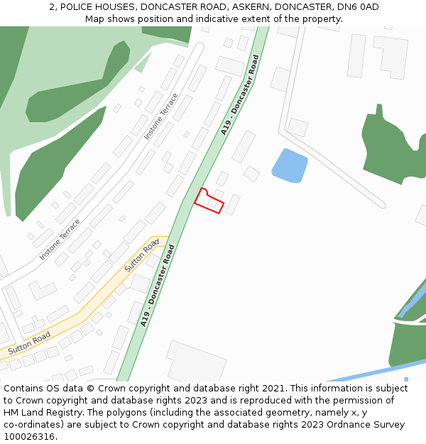 2, POLICE HOUSES, DONCASTER ROAD, ASKERN, DONCASTER, DN6 0AD: Location map and indicative extent of plot