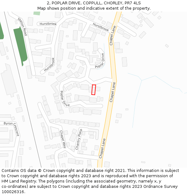 2, POPLAR DRIVE, COPPULL, CHORLEY, PR7 4LS: Location map and indicative extent of plot