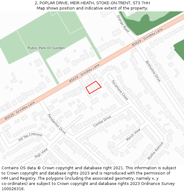 2, POPLAR DRIVE, MEIR HEATH, STOKE-ON-TRENT, ST3 7HH: Location map and indicative extent of plot