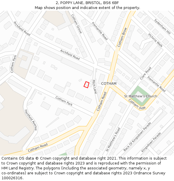 2, POPPY LANE, BRISTOL, BS6 6BF: Location map and indicative extent of plot