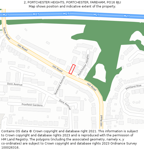 2, PORTCHESTER HEIGHTS, PORTCHESTER, FAREHAM, PO16 8JU: Location map and indicative extent of plot