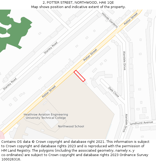 2, POTTER STREET, NORTHWOOD, HA6 1QE: Location map and indicative extent of plot
