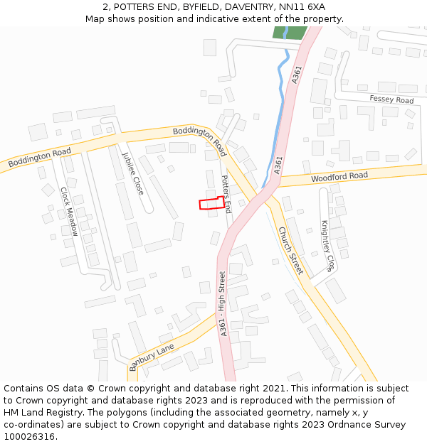 2, POTTERS END, BYFIELD, DAVENTRY, NN11 6XA: Location map and indicative extent of plot