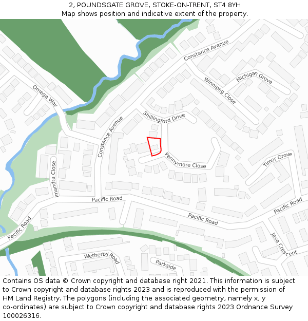 2, POUNDSGATE GROVE, STOKE-ON-TRENT, ST4 8YH: Location map and indicative extent of plot