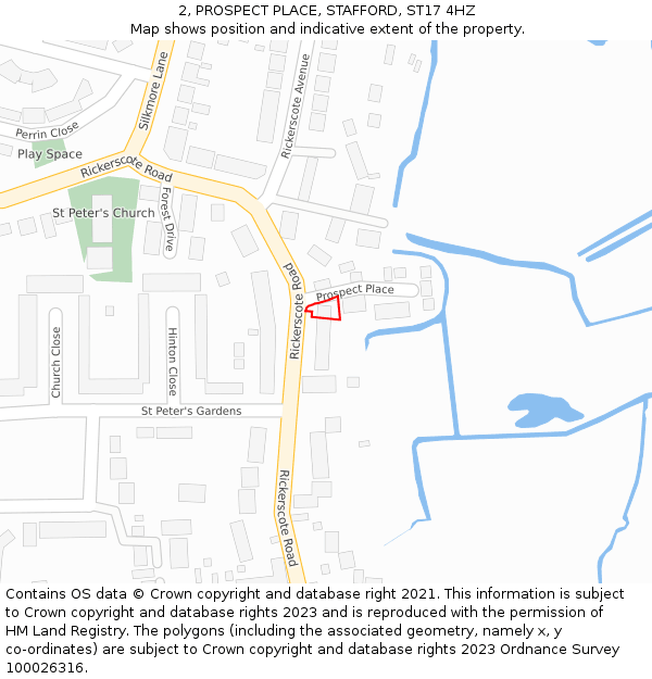 2, PROSPECT PLACE, STAFFORD, ST17 4HZ: Location map and indicative extent of plot