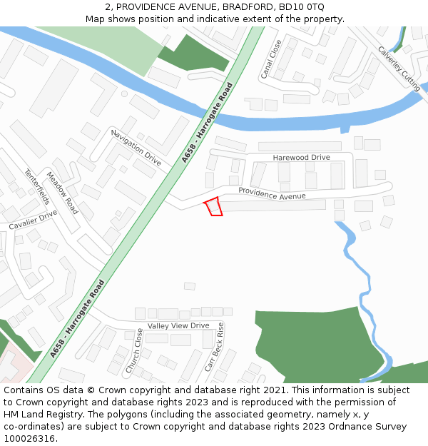2, PROVIDENCE AVENUE, BRADFORD, BD10 0TQ: Location map and indicative extent of plot