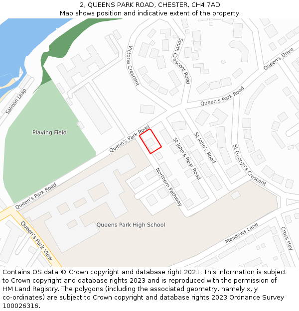 2, QUEENS PARK ROAD, CHESTER, CH4 7AD: Location map and indicative extent of plot