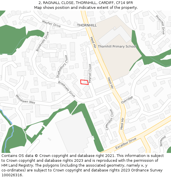 2, RAGNALL CLOSE, THORNHILL, CARDIFF, CF14 9FR: Location map and indicative extent of plot