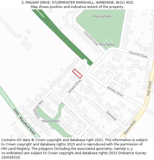 2, RAILWAY DRIVE, STURMINSTER MARSHALL, WIMBORNE, BH21 4DQ: Location map and indicative extent of plot