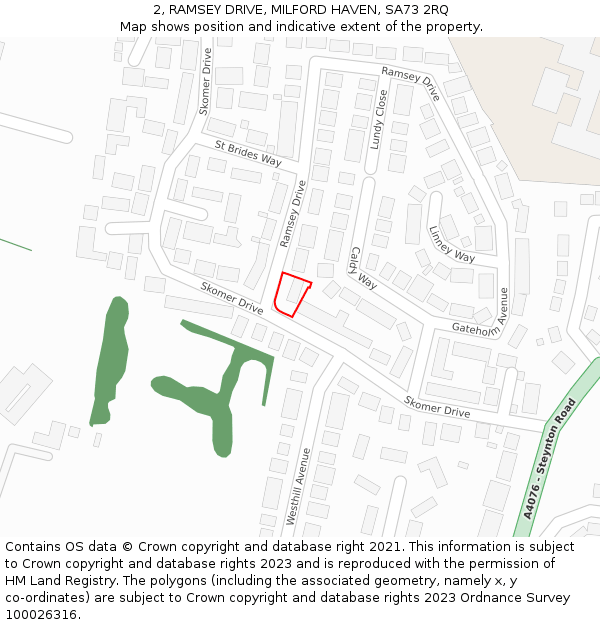 2, RAMSEY DRIVE, MILFORD HAVEN, SA73 2RQ: Location map and indicative extent of plot